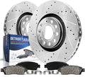 Detroit Axle - Front Brake Kit for Volkswagen Passat Tiguan Audi Q3 Quattro Drilled & Slotted Rotors Ceramic Brakes Pads Replacement - [12.28" Rotors]