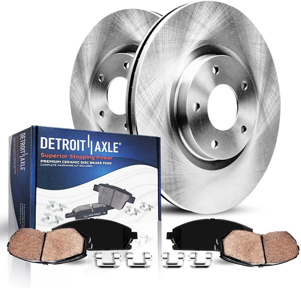 Detroit Axle - Front Disc Brakes and Rotors Brake Pads Replacement for 2003-2008 Toyota Corolla Matrix Pontiac Vibe - 4pc Set