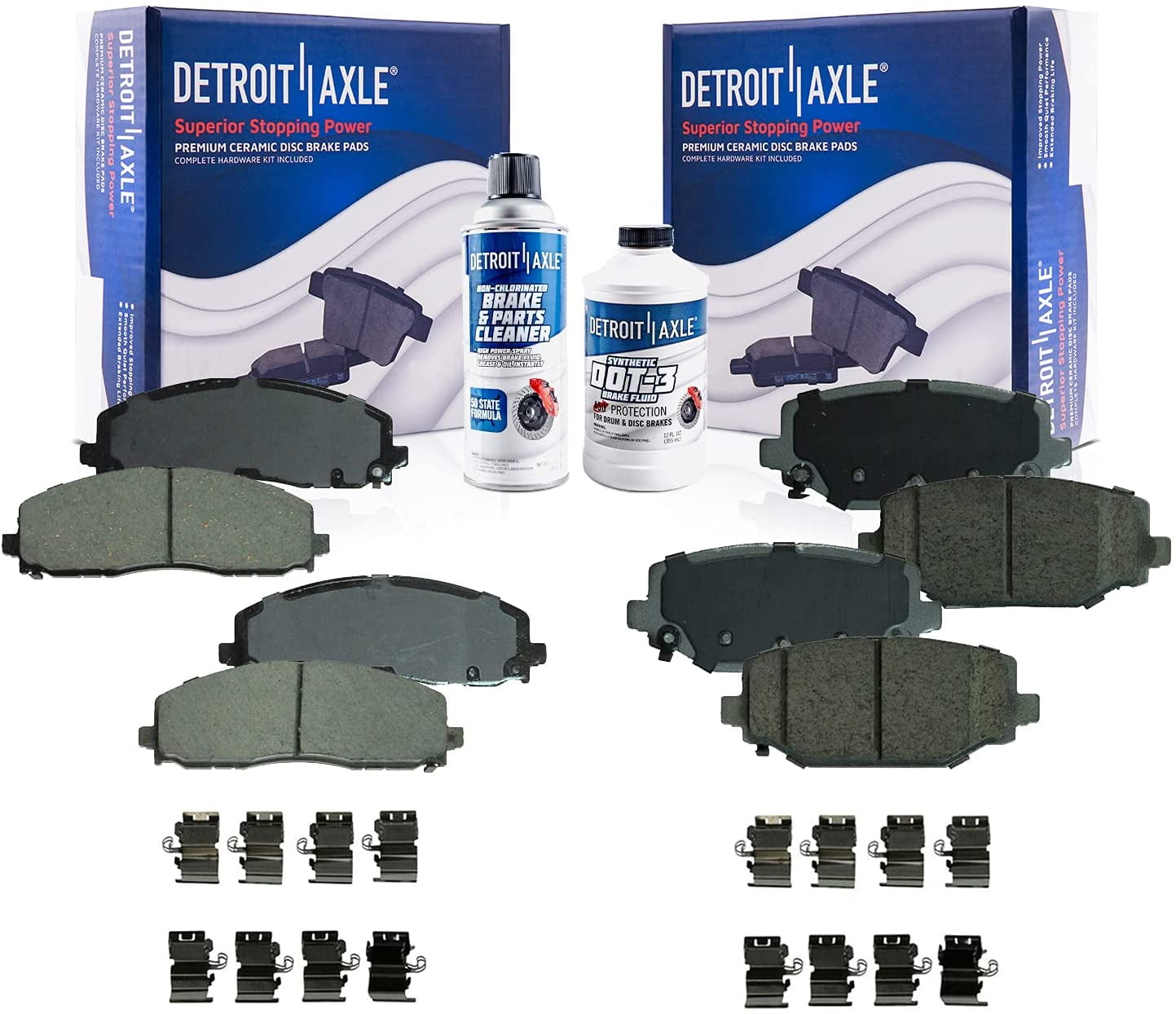 Detroit Axle - Front & Rear Ceramic Brake Pads Replacement for Dodge Grand Caravan Journey Ram C/V VW Routan Chrysler Town & Country - [Models with Dual Piston Calipers]