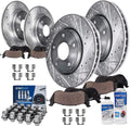 Detroit Axle - Front & Rear Drilled & Slotted Rotors + Brake Pads w/20pc Wheel Lug Nuts Replacement for 2014-2018 2019 Nissan Altima - 30pc Set