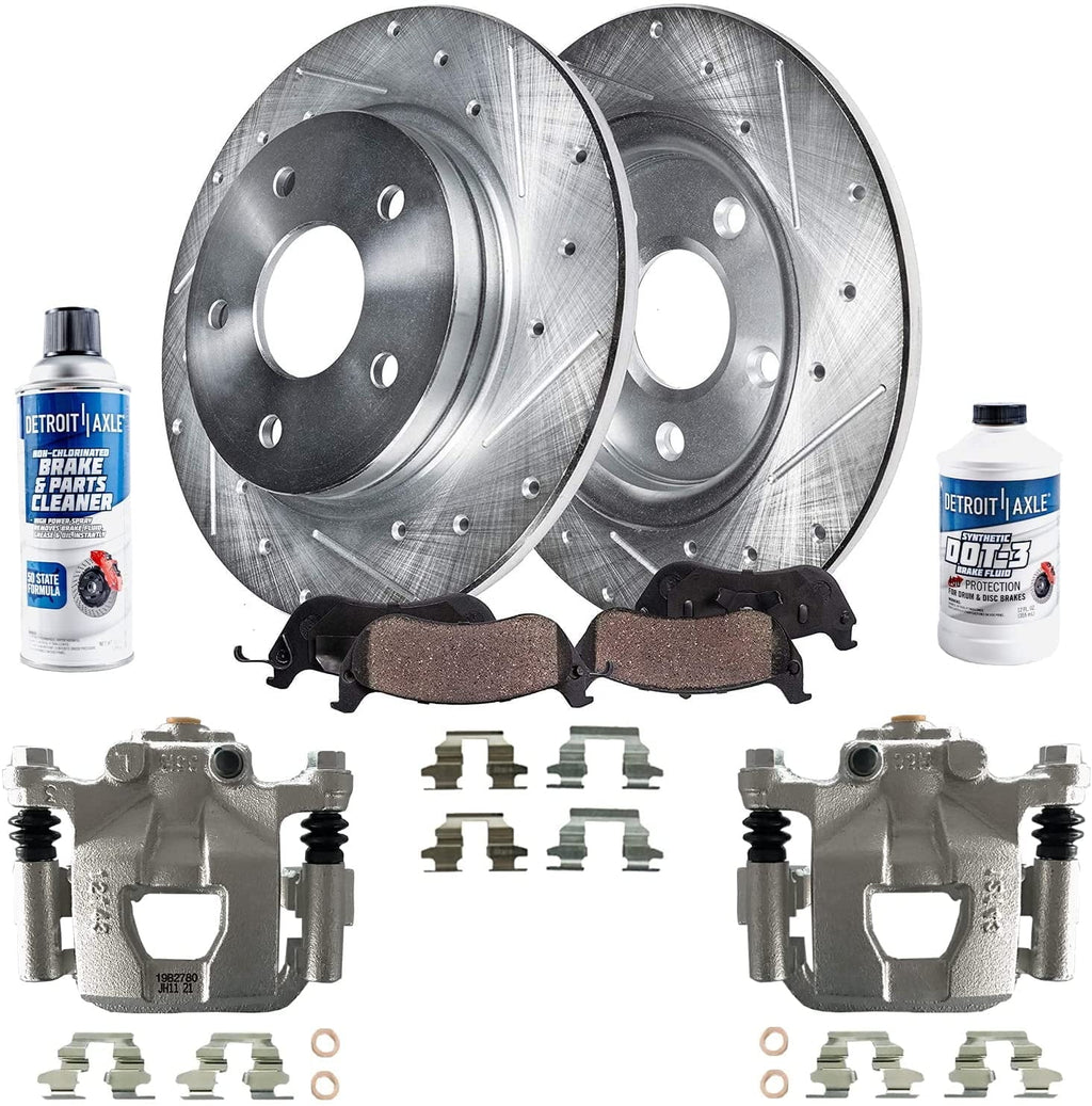 Detroit Axle - Rear Brake Kit for Nissan Maxima Altima Drilled and Slotted Brake Rotors Ceramic Brakes Pads Brake Calipers Replacement: 11.50" Rear Rotors Fits select: 2015 NISSAN ALTIMA 2.5/S/SV/SL