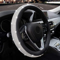 Diamond Leather Steering Wheel Cover Bling Bling Crystal Rhinestones, Universal Fit 15 Inch Car Wheel Protector for Women Girls