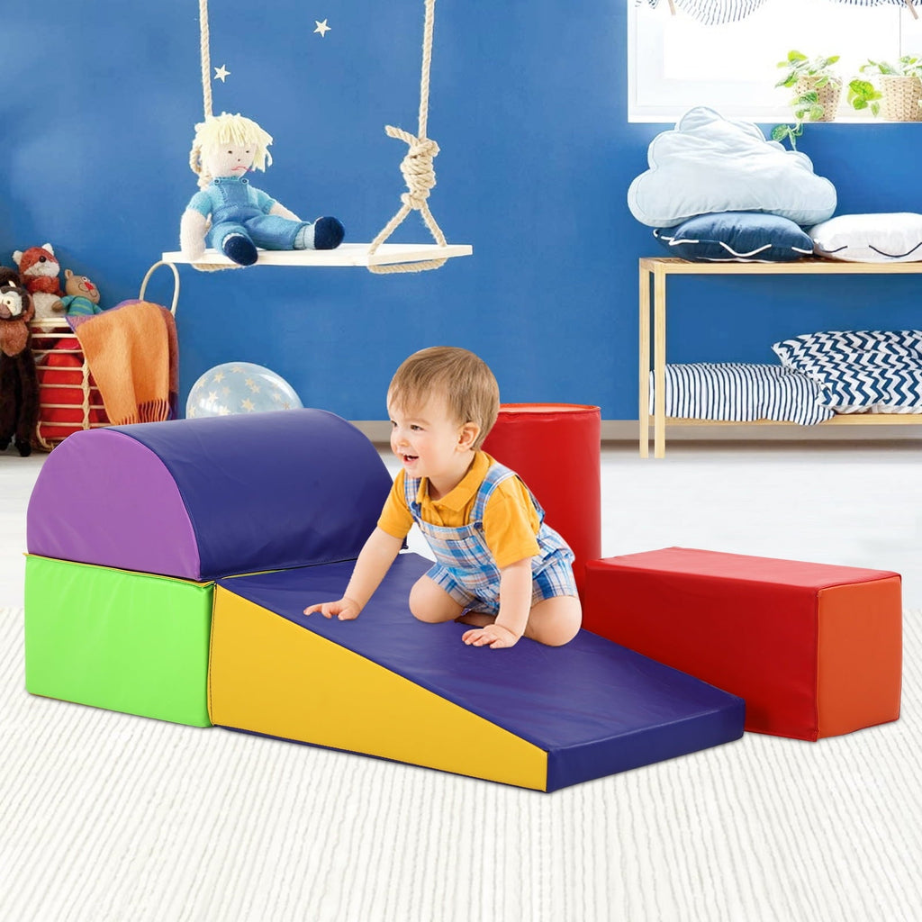 Dkelincs 5-Piece Set Nugget Couch Kids Foam Blocks, Baby Climb and Crawl Activity Play Set for Toddlers 1-3, Indoor Soft Play Equipment