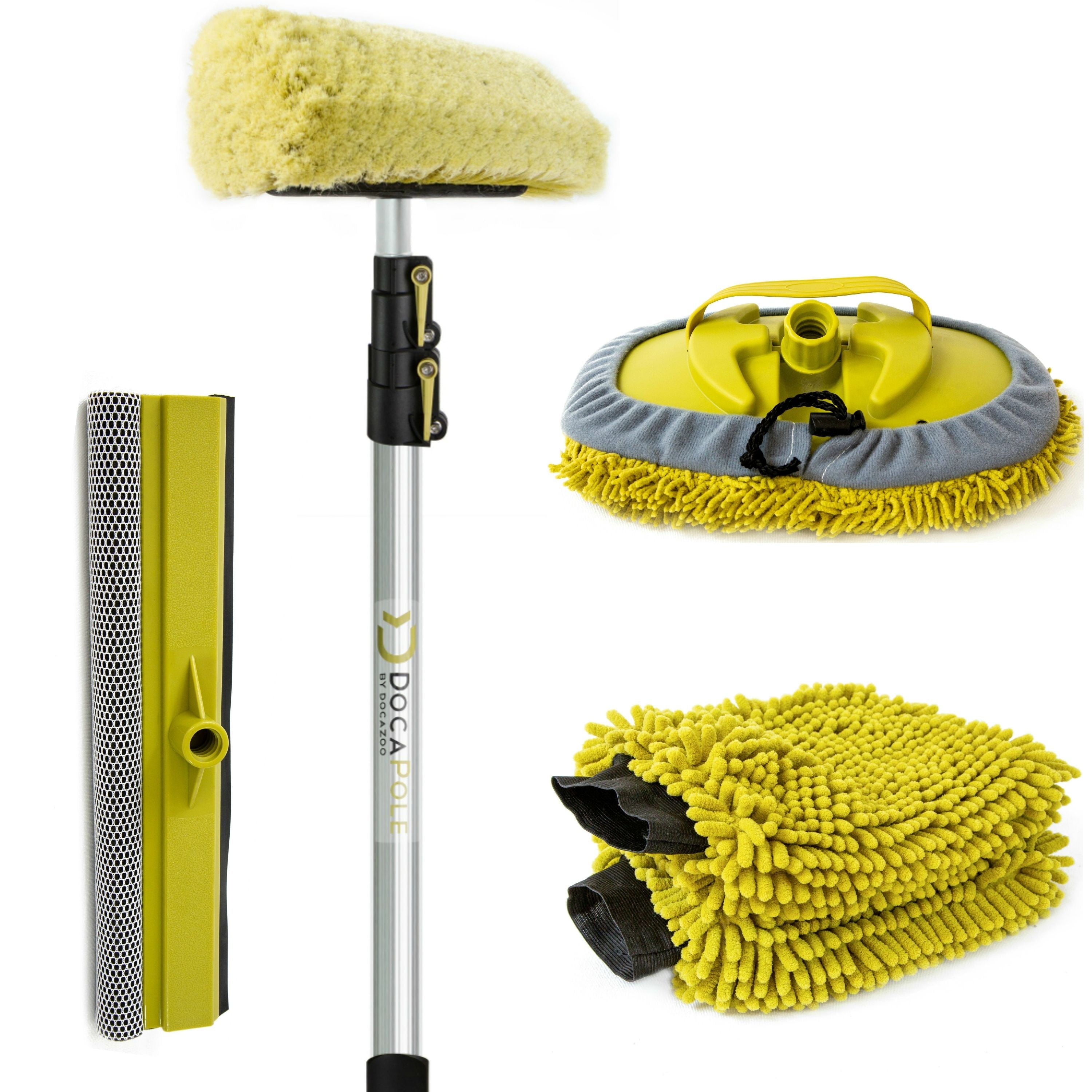 DocaPole Car Cleaning Kit: Car Wash Kit with 5-12’ Extension Pole & Soft  Brush, Car Squeegee, Car Wash Mitt (2X), Microfiber Cleaning Head