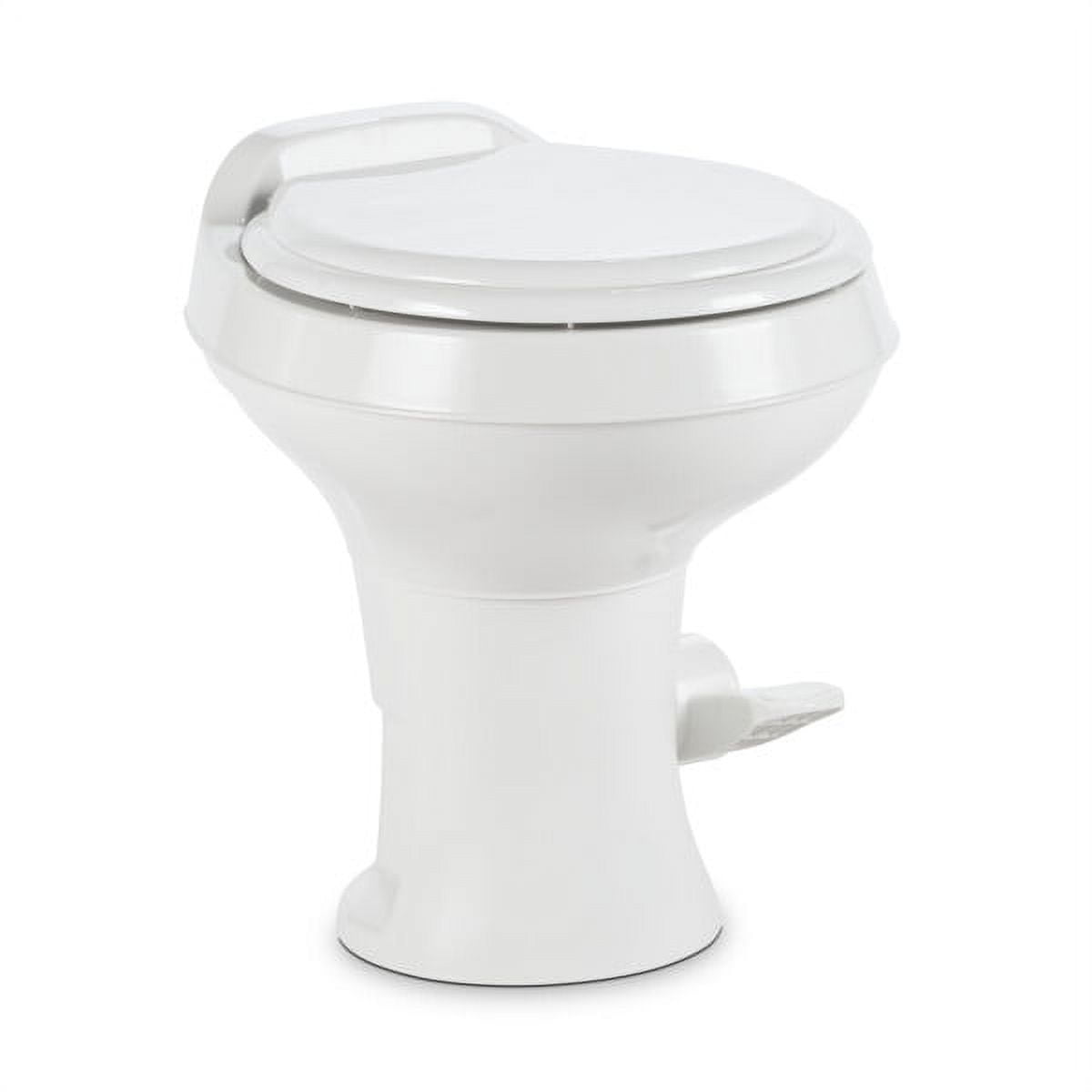 Dometic 300 Series Gravity-Flush RV Toilet - Powerful Triple-Jet Action Flush with Adjustable Water Level - Standard Height Flush with Foot Pedal for RVs, Trailers, and Outdoor Campers