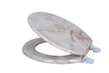 Dream Bath Heavy Duty Round Toilet Seat with non-slip seat and quick-attach easy install hardware, Marbleized Wood Beige