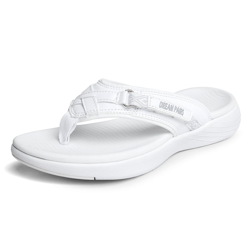 Dream Pairs Women's Fashion Flip Flops Comfort Arch Support Soft Cushion Thong Sandals Slippers BREEZE-1 WHITE Size 9