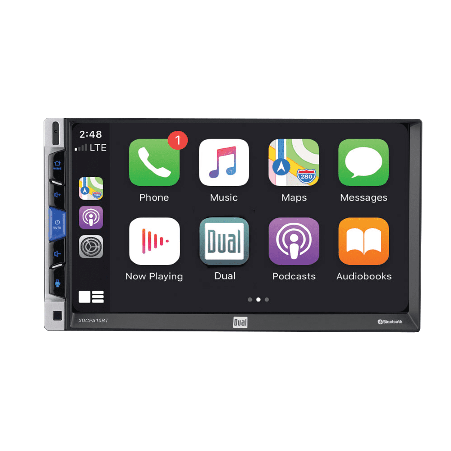 Dual Electronics XDCPA10BT 7 Inch Double DIN Car Stereo, Certified Apple CarPlay Android