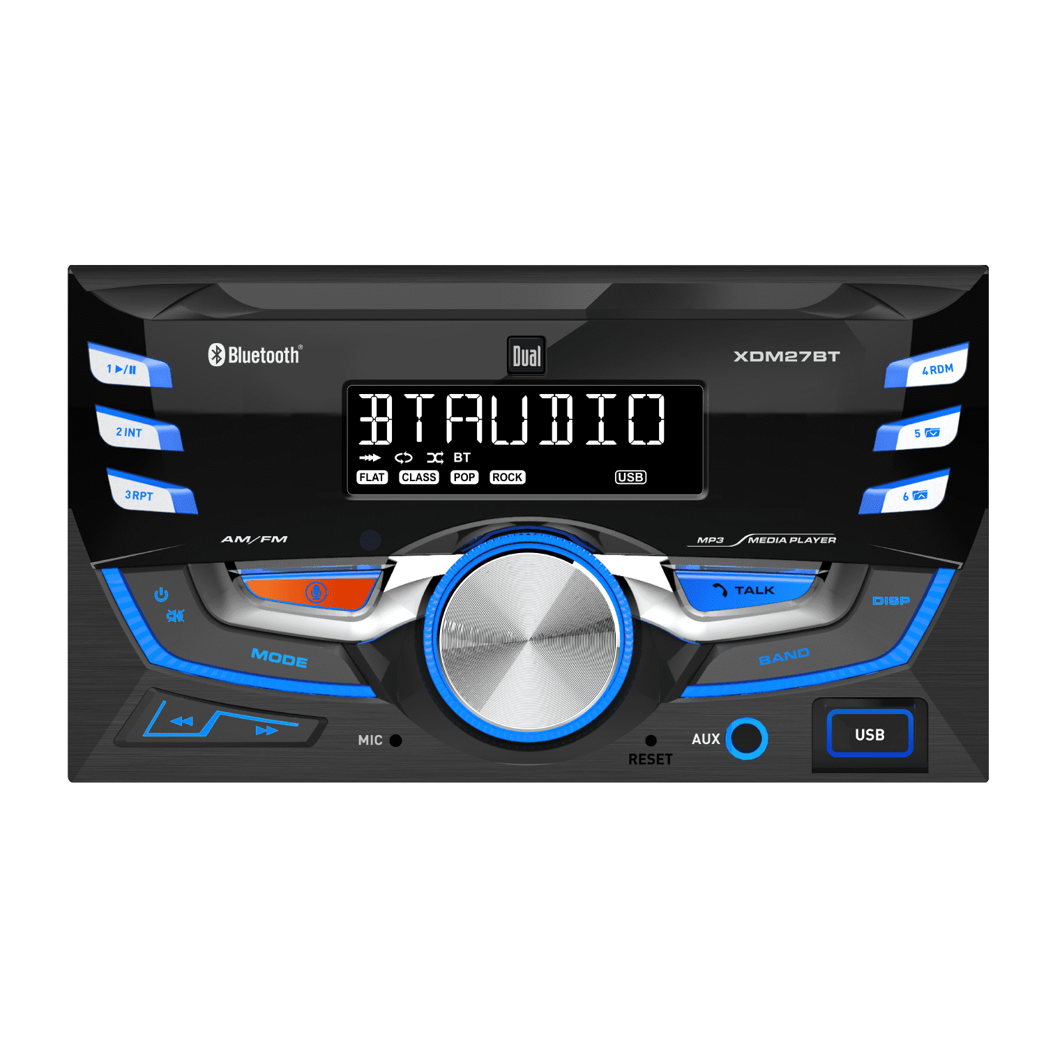 Dual Electronics XDM27BT 7-Character LCD Double Din Car Stereo Receiver with Bluetooth , USB , MP3 , Siri/Google Assist Button