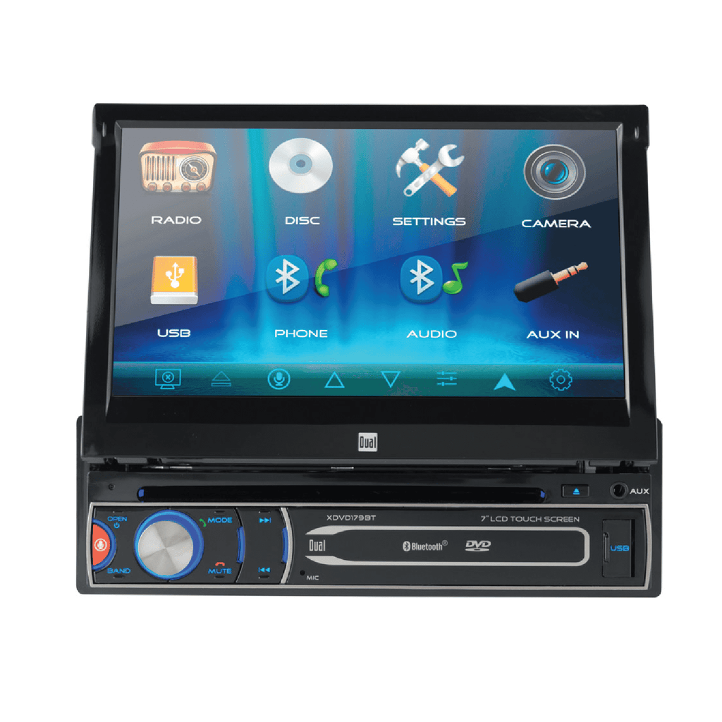 Dual Electronics XDVD179BT 7 Inch Single DIN Car Stereo, Motorized Touch Screen, CD/DVD