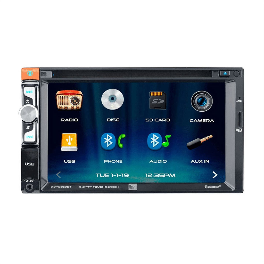 Dual Electronics XDVD269BT 6.2 Inch, Car Stereo Head Unit, Double DIN with CD/DVD