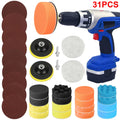 EEEkit 31pcs Car Polishing Sponge Pad Kit, Buffing and Polishing Kit with Waffle Foam,  Wool Grip Pads,  Backing Plates,  Drill Adapter,  Sanding Papers, Threaded Polisher Grip