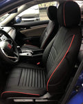 EKR Custom Car Seat Covers Auto Seat Covers for Select Honda Civic Hatchback EX,Sport Touring,EX-L 2016 2017 2018 2019 2020 2021 - Leatherette (Black with Red Trim)