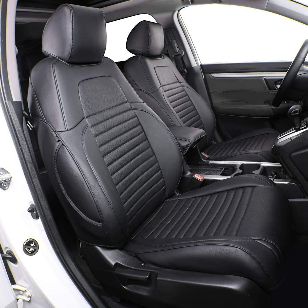 EKR Custom Fit CRV Seat Covers for Honda CRV 2017 2018 2019 2020 2021 2022 Full Set Breathable Leather Car Seat Cushions Black