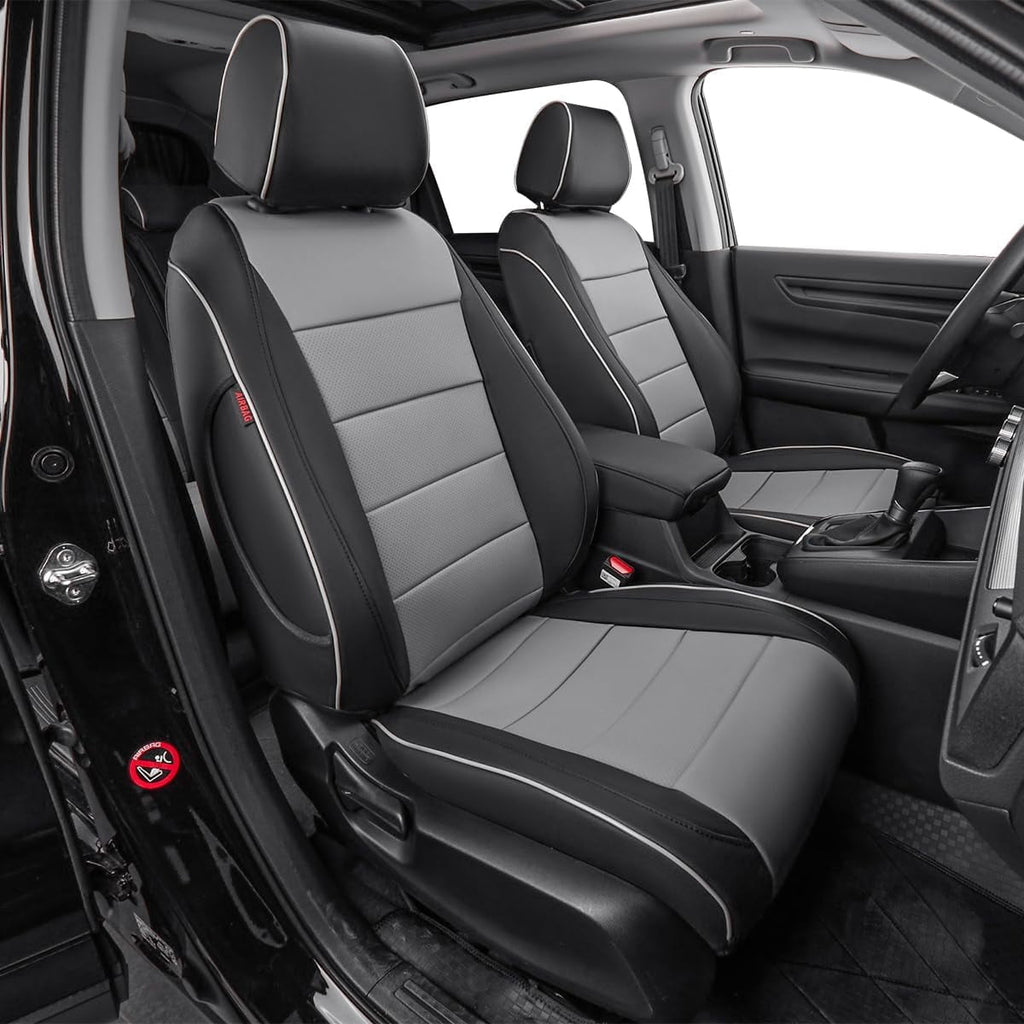 EKR Custom Fit CRV Seat Covers for Honda CRV EX,EXL,Hybrid 2023 2024 - Full Set Breathable Leather Auto Seat Covers(Black with Gray)