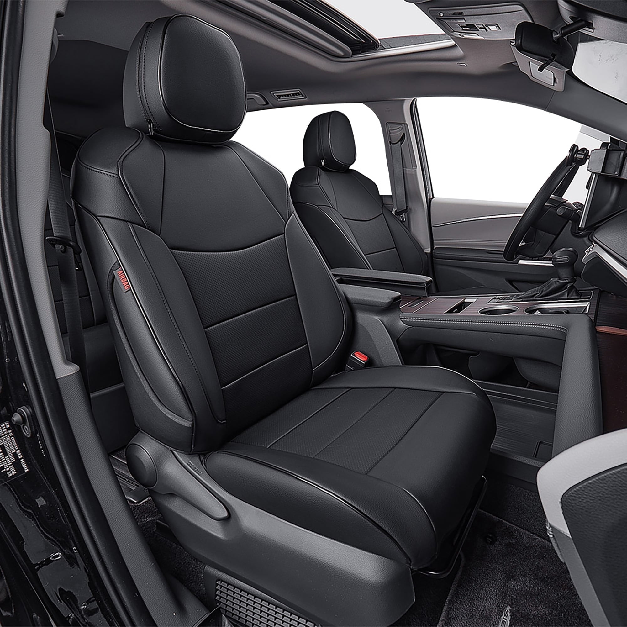 EKR Custom Fit Sienna Car Seat Covers for Toyota Sienna LE,XLE,SE,XLE Premium 2011-2020-Three Row,Breathable Leatherette Auto Seat Covers(Full Set,Black)