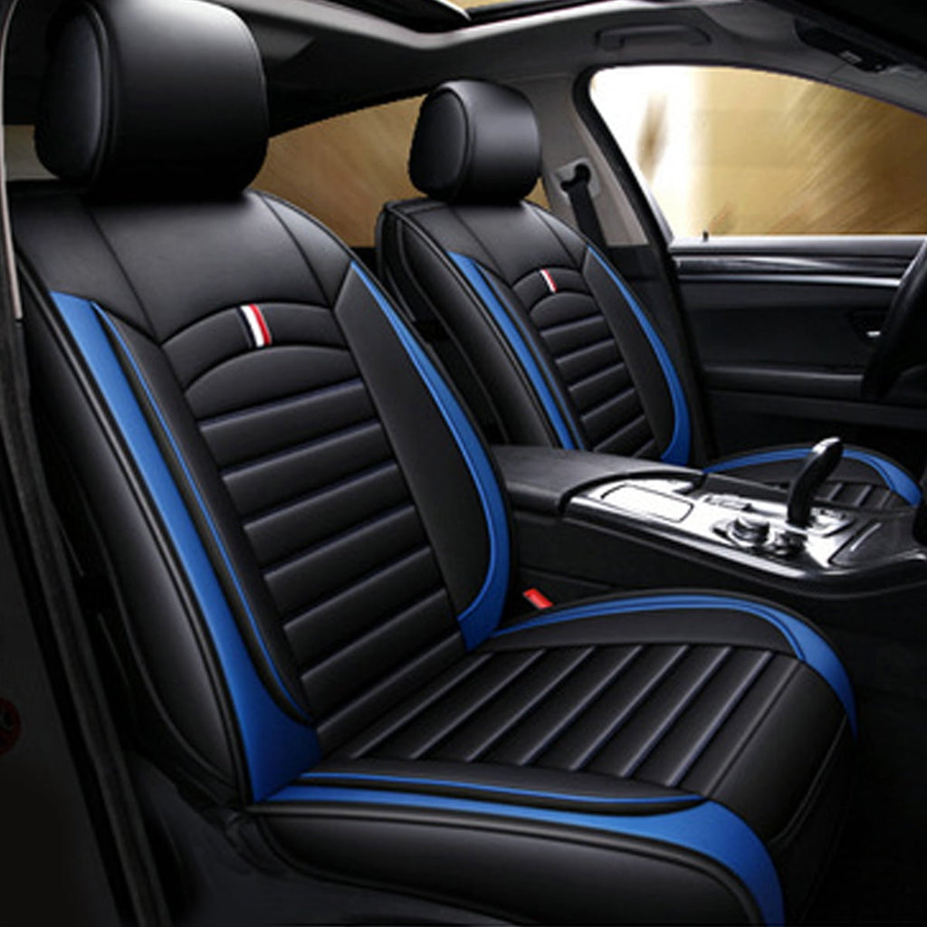 ELUTO Universal Car Front Seat Covers, Water Resistant Breathable PU Leather Seat Protectors Auto Interior Accessories, Blue, 1 Piece