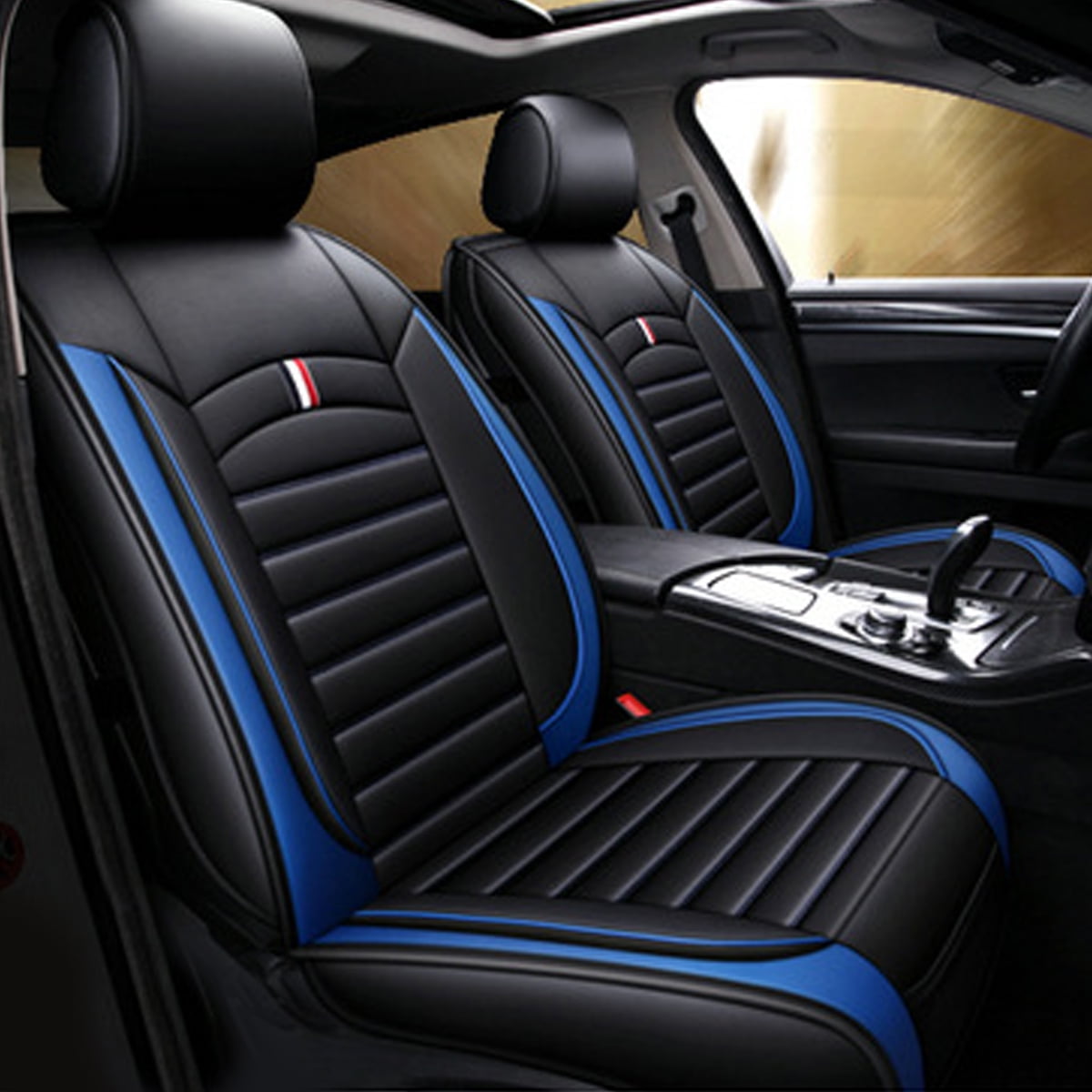 ELUTO Universal Car Front Seat Covers, Water Resistant Breathable PU Leather Seat Protectors Auto Interior Accessories, Blue, 1 Piece
