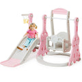 Ealing   4 in 1  Slide and Swing Set for Toddler  Indoor and Outdoor Baby Slide Climber Playset  with Basketball Hoop &  Backyard Playground Swing Slide for Boys and Girl Slide length: 11.02' L Pink