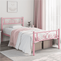 Easyfashion Jocelyn Modern Graceful Scroll Metal Platform Twin Bed,Pink