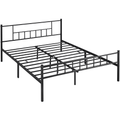 Easyfashion Jorge Queen Metal Platform Bed with Spindle Headboard and Footboard, Black
