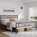 Easyfashion Skylar Cloud-Inspired Design Metal Bed, Queen, Black