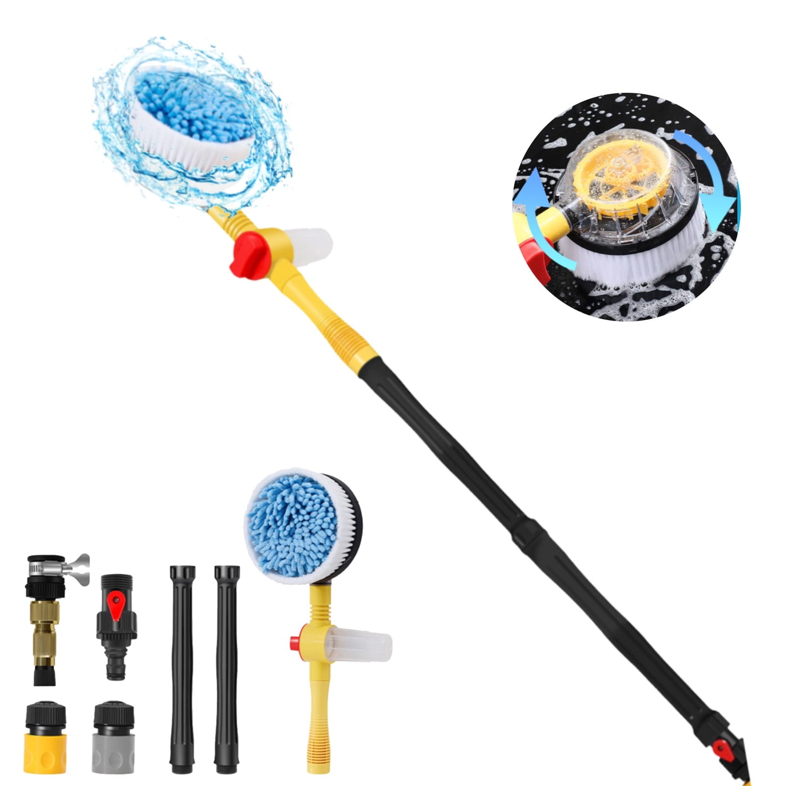 Eccomum Car Wash Brush, Car Cleaning Kit, 360° Spin Car Wash Mop, High-pressure Foam Car Cleaning Brush, Detachable & Extendable Scrub Brush, For Car Home Cleaning & Garden Use