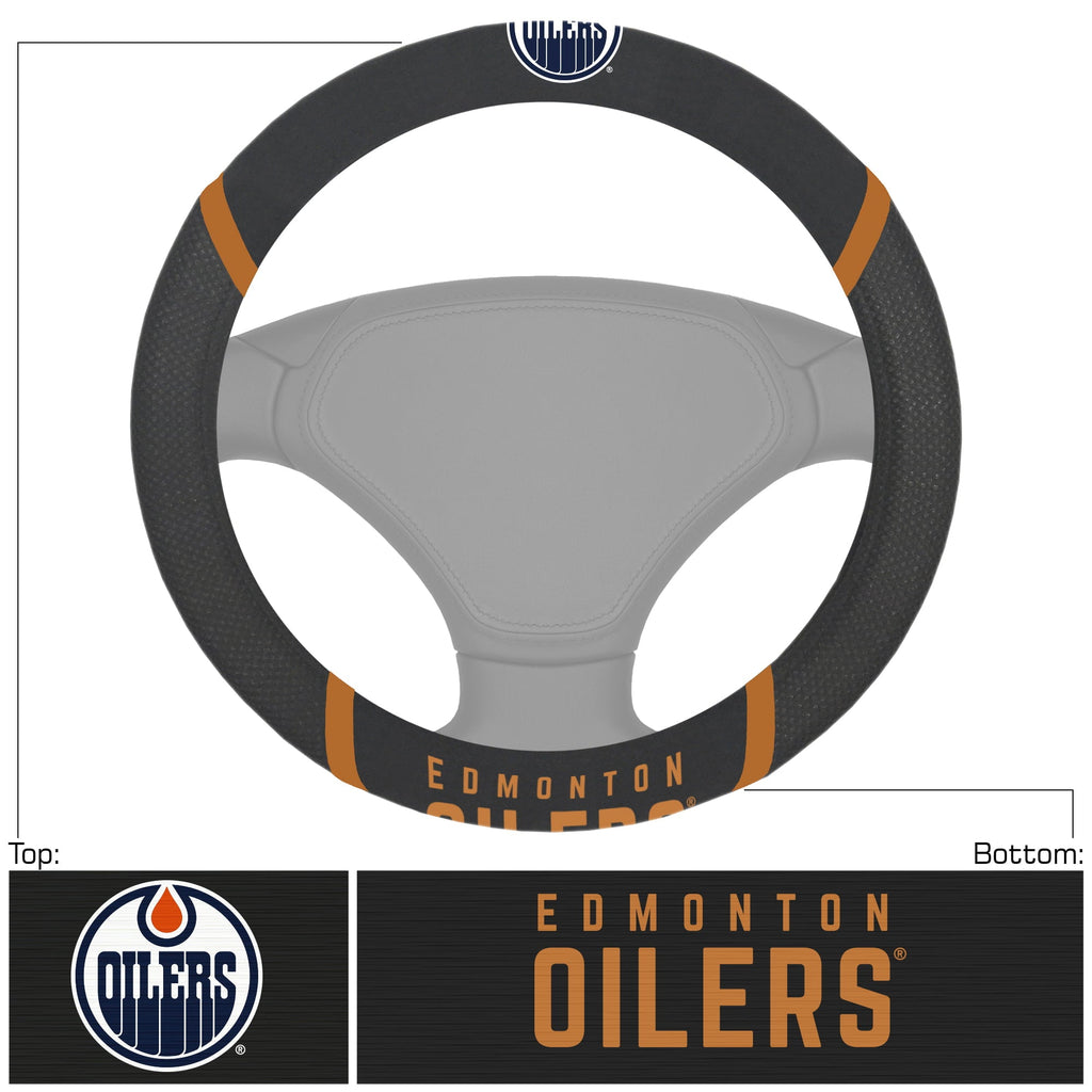 Edmonton Oilers Premium 15 Inch Black Emroidered Steering Wheel Cover