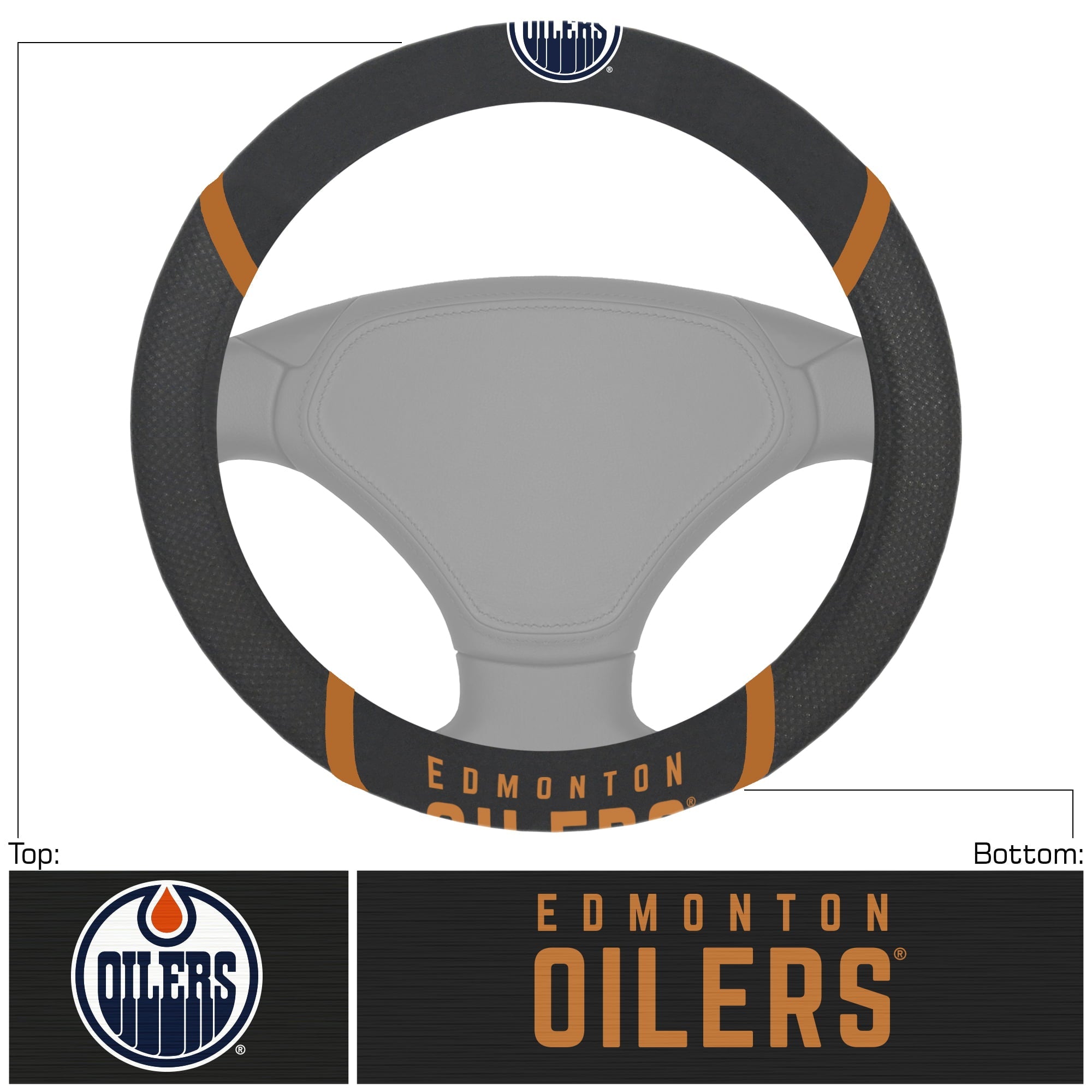 Edmonton Oilers Premium 15 Inch Black Emroidered Steering Wheel Cover