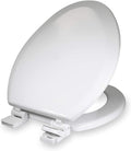 Elongated Molded Wood Toilet Seat Easy Remove Adjustable Hinge, White