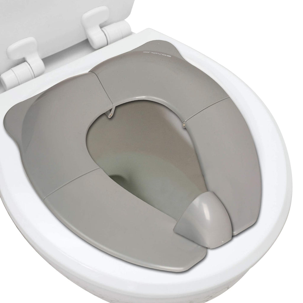 Enovoe Foldable Toddler Potty Seat - Portable Travel Potty Training Toilet Seat for Boys and Girls - Comfortable Non-Slip Attachment in Grey - Ideal Toddler Toilet Seat for Travel