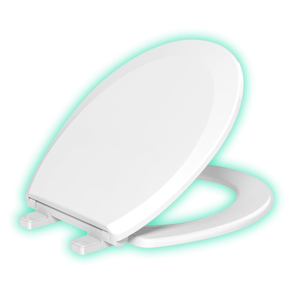 Evekare Night Glow ( Green Glow) Soft Close Round Toilet Seats In White