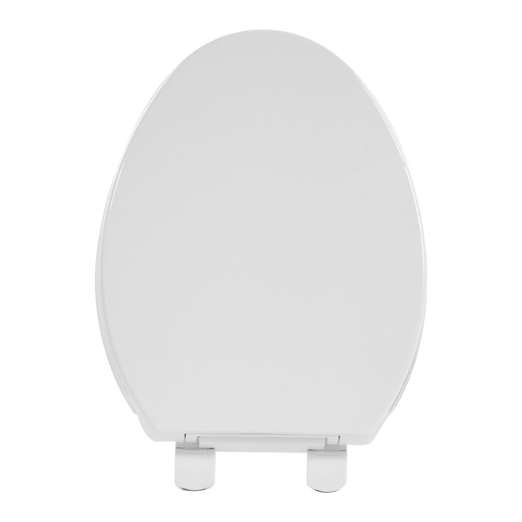 FBJ Oval Plastic Toilet Seat Soft Close in White, No Slam & Easy to Clean