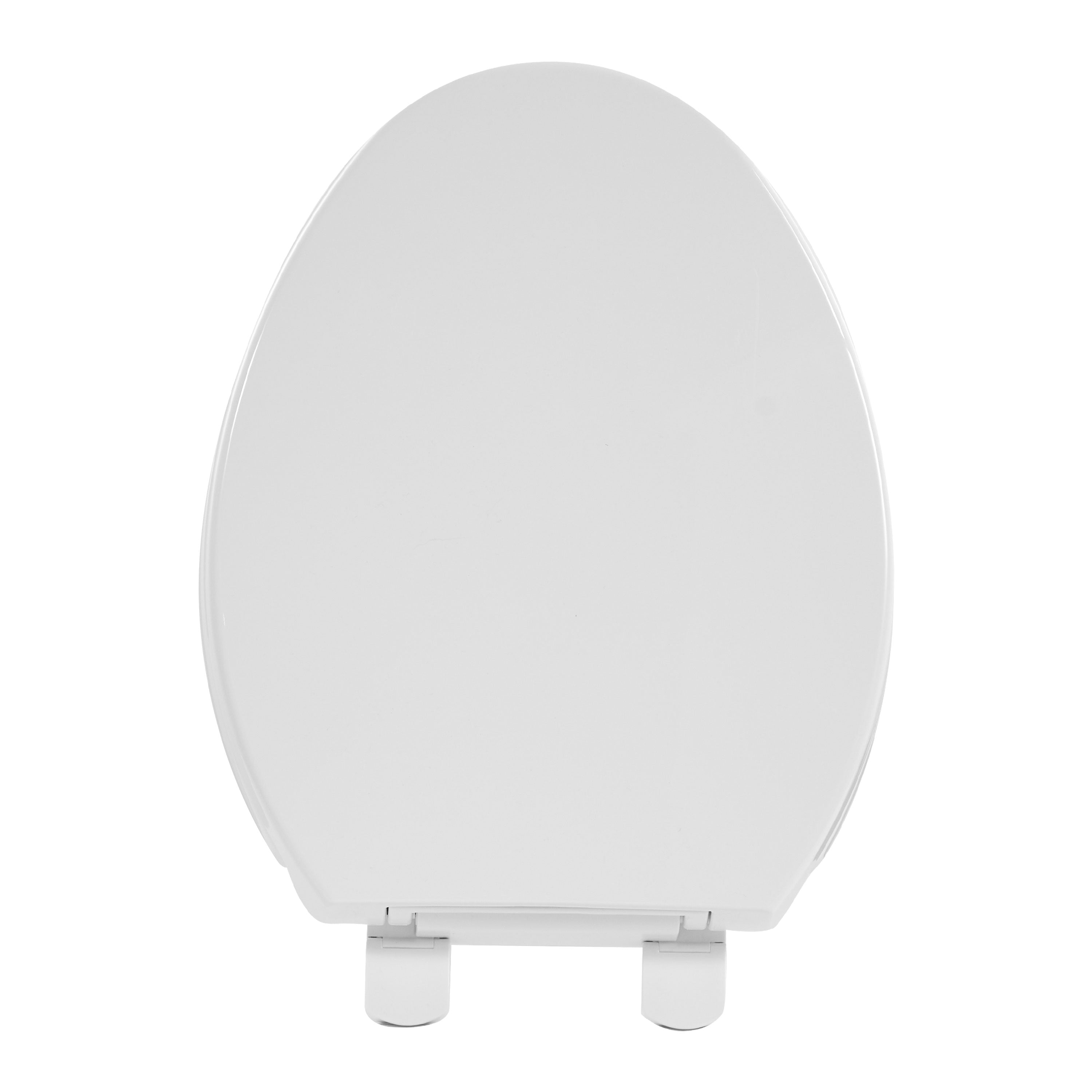 FBJ Oval Plastic Toilet Seat Soft Close in White, No Slam & Easy to Clean