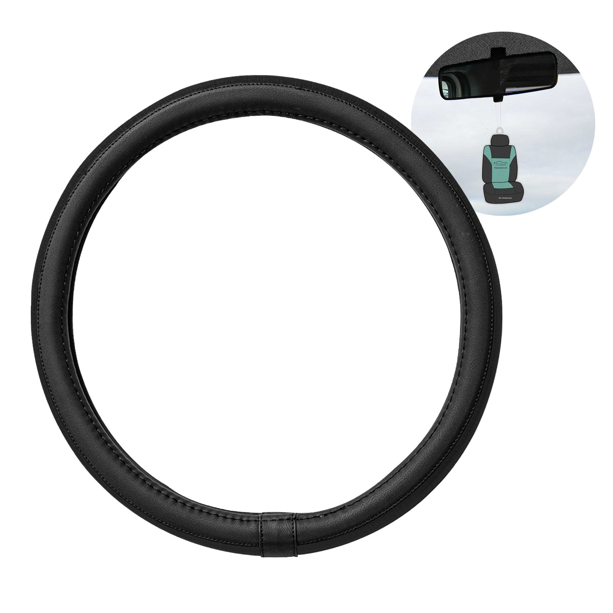 FH Group AFFH2013BLACK Galaxy13 Metallic Car Steering Wheel Cover Black w. Air Freshener 1.2 lb