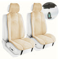FH Group Doe16 Beige Faux Rabbit Fur Front Set Car Seat Cushions Universal Fit w. Air Freshener