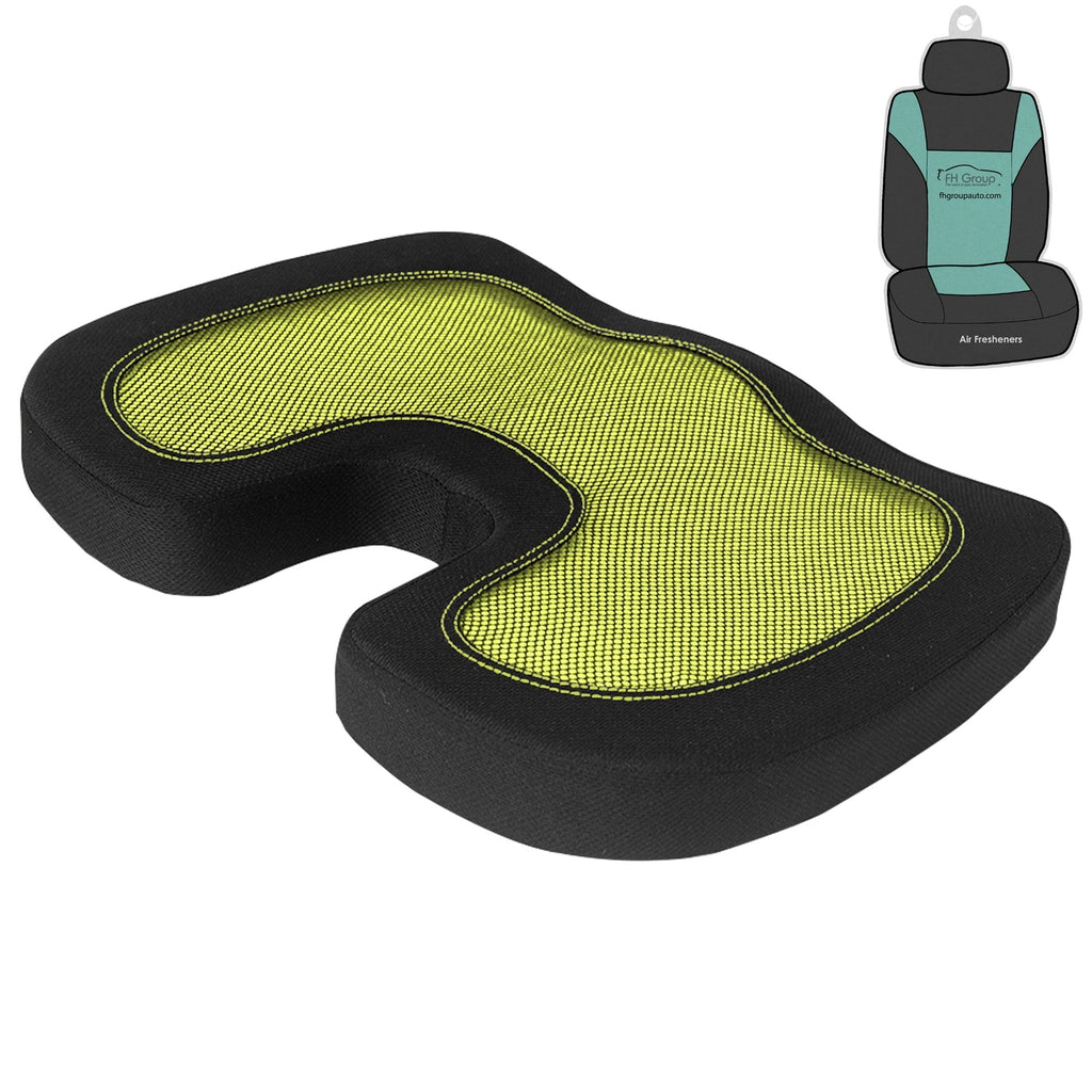 FH Group Ergonomic Cooling Gel AFFH1011YELLOW Yellow Memory Foam Car Cushion 2.2 lb. w. Air Freshener