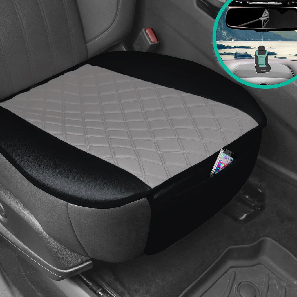 FH Group Faux Leather and Neosupreme Front Set Gray Seat Cushions with Air Freshener (AFFB210102GRAY-BT)