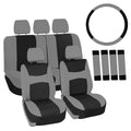 FH Group Light & Breezy AFFB030 Universal Gray Flat Cloth Full Car Seat Covers with Air Freshener
