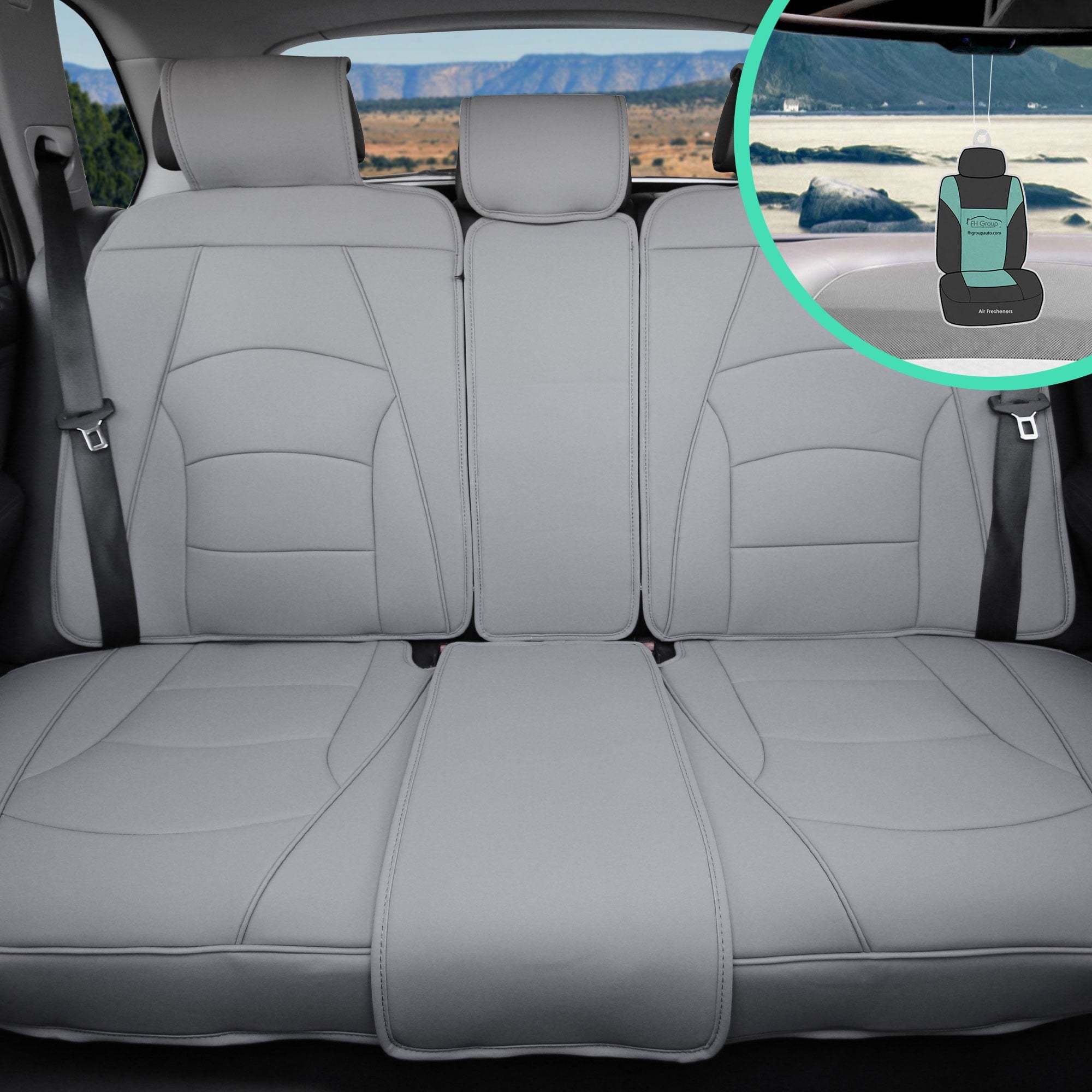 FH Group Ultra Comfort AFPU205SDGRY013 Gray Deluxe Leatherette Car Cushion with Air Freshener
