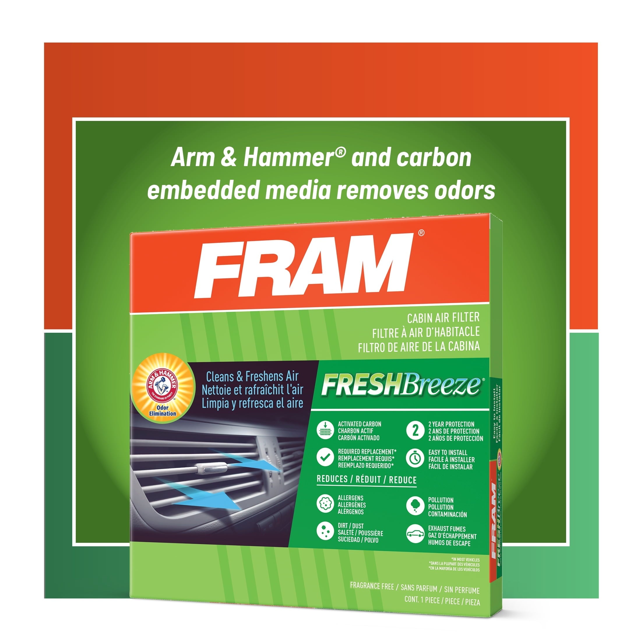 FRAM CF11668, Fresh Breeze Cabin Air Filter with Arm and Hammer Baking Soda, Fits Chrysler Vehicles Fits select: 2011-2023 DODGE CHARGER, 2014-2015 CHRYSLER 300C