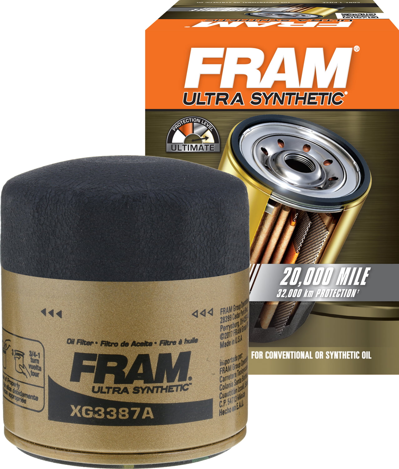 FRAM Ultra Synthetic Oil Filter, XG3387A Fits select: 2005-2009 CHEVROLET EQUINOX, 1977-2005 BUICK LESABRE