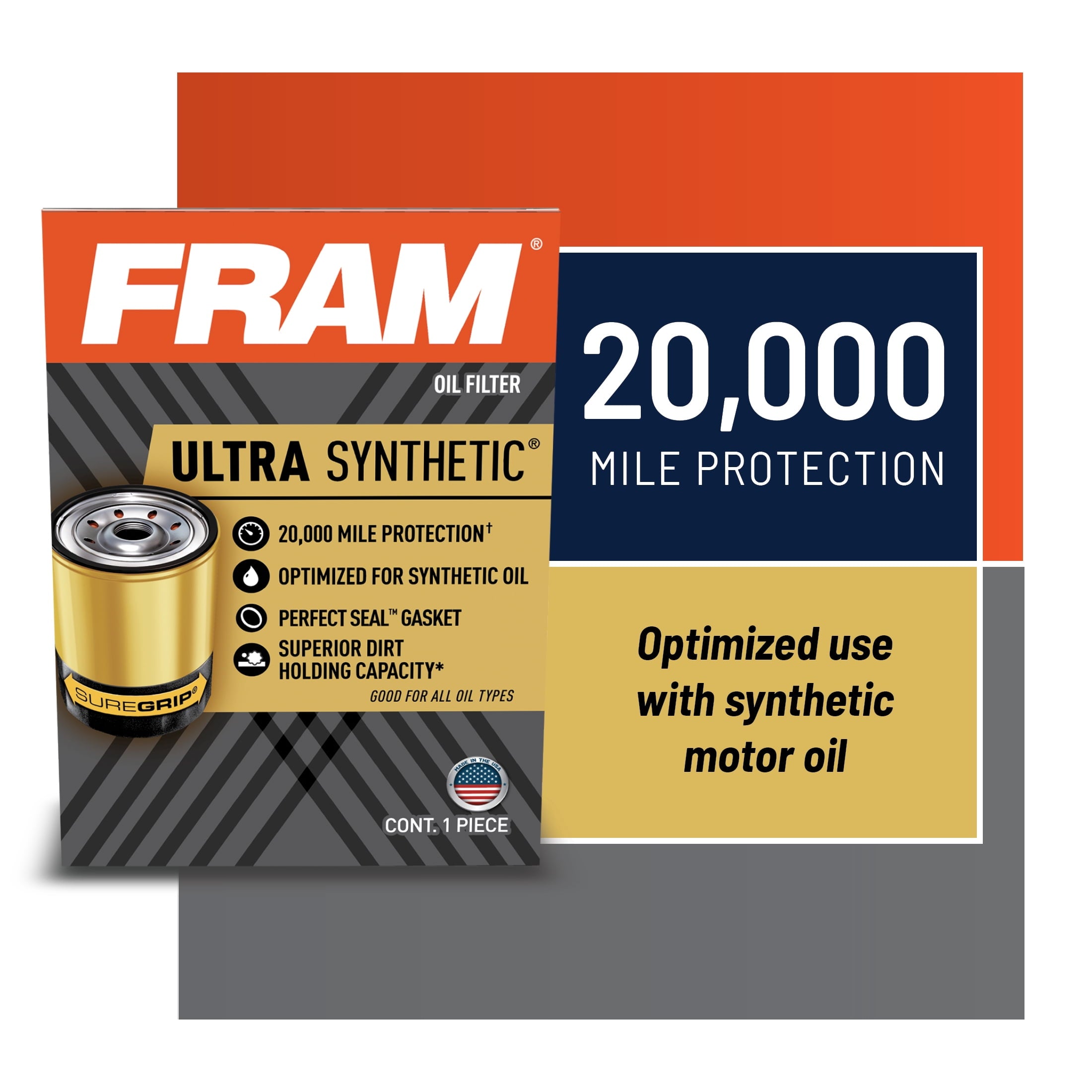 FRAM Ultra Synthetic XG10575 Motor Oil Filter, 20K mile Filter for GM, Ford, Lincoln, Mercury Fits select: 2014-2024 CHEVROLET SILVERADO, 2011-2023 FORD F150