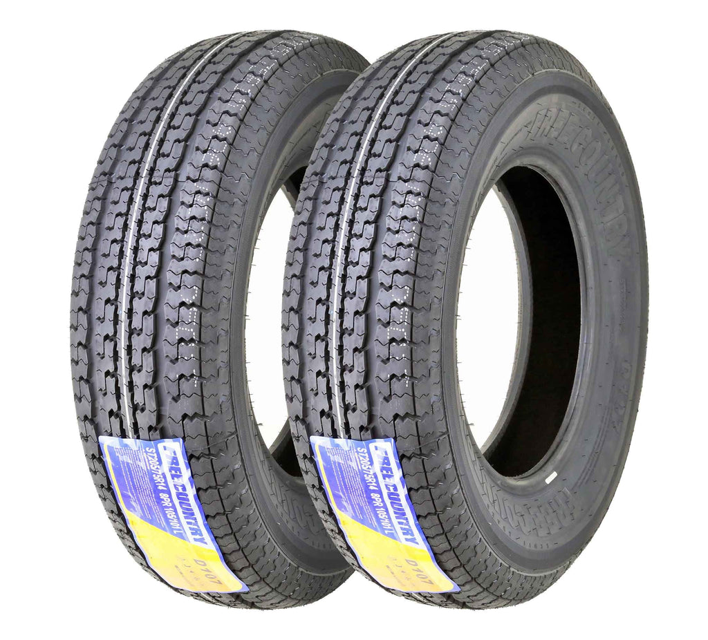 FREE COUNTRY New Premium Trailer Tires ST 205/75R14 8PR Load Range D Steel Belted w/Scuff Guard, Set of 2