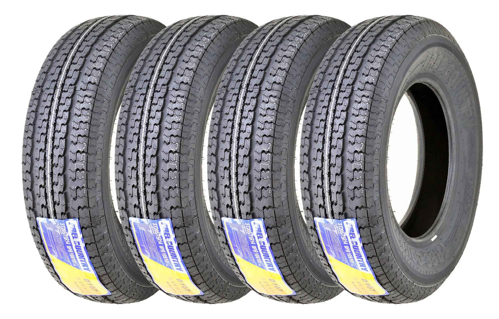 FREE COUNTRY Premium Trailer Tires ST 205/75R14 8PR Load Range D Steel Belted Radial w/Scuff Guard, Set of 4