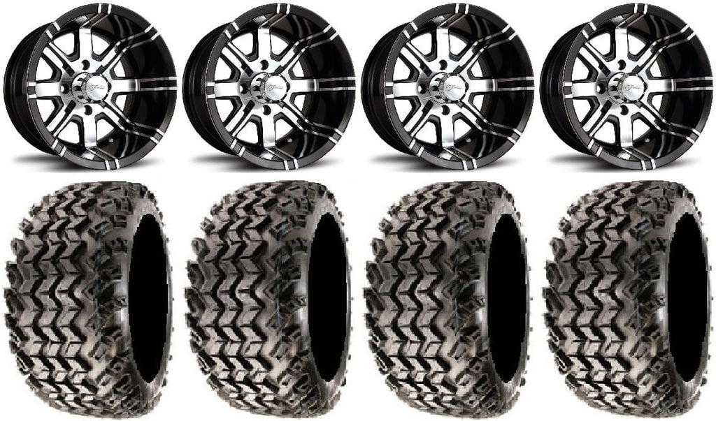 Fairway Alloys Aggressor Golf Wheels 12" 23x10-12 Sahara Tires E-Z-GO & Club Car