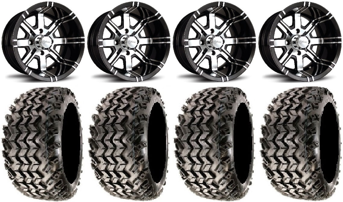 Fairway Alloys Aggressor Golf Wheels 12" 23x10-12 Sahara Tires E-Z-GO & Club Car