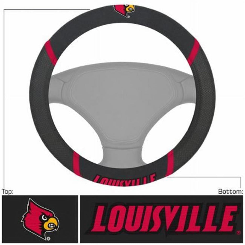 Fan Mats FAN-14819 Louisville Cardinals NCAA Polyester Steering Wheel Cover