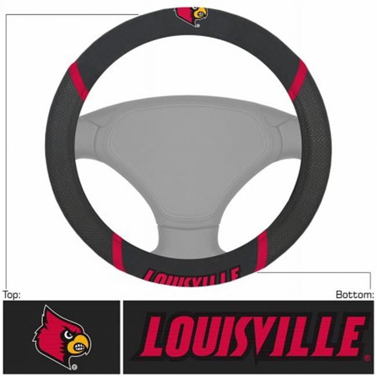 Fan Mats FAN-14819 Louisville Cardinals NCAA Polyester Steering Wheel Cover