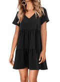 Fantaslook Summer Dresses for Women V Neck Casual Loose Flowy Swing Shift Dress